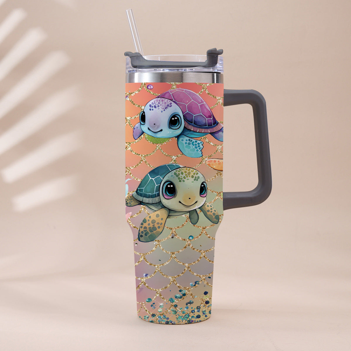 Cute Turtles - Personalized Turtle Tumbler With Handle