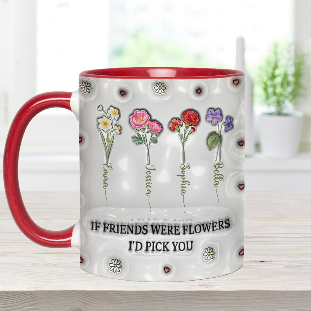 Birth Month Flowers Besties - Personalized Bestie Accent Mug