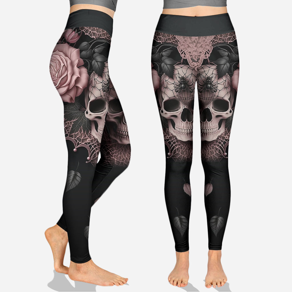 Roses And Skull - Personalized Skull Hoodie and Leggings