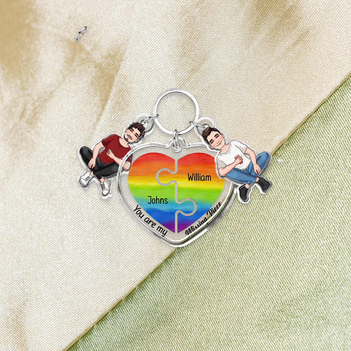 You Are My Missing Piece - Personalized LGBT Support Keychain with Charms