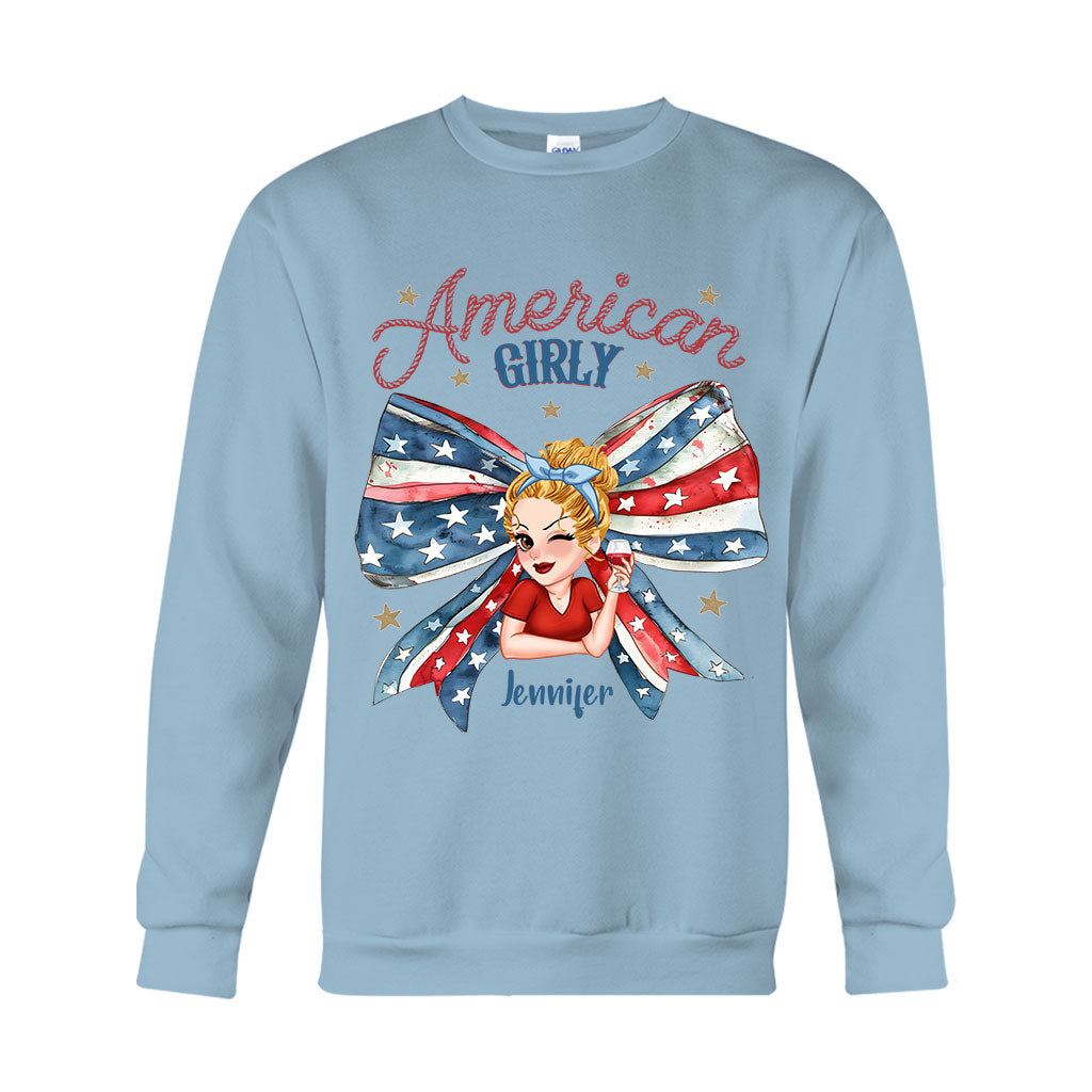 Coquette American Girl - Personalized Independence Day/ 4th of July T-shirt And Hoodie