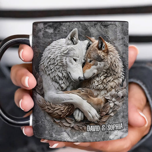 Wolf Couple - Personalized Wolf Accent Mug