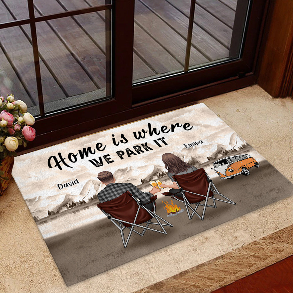 Home Is Where We Park It - Personalized Camping Doormat