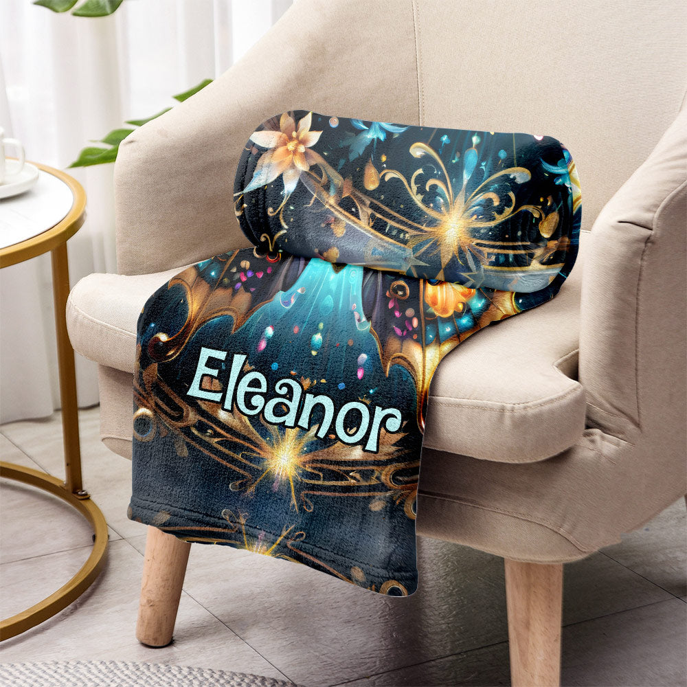 Stunning Gold Butterfly - Personalized Butterfly Blanket