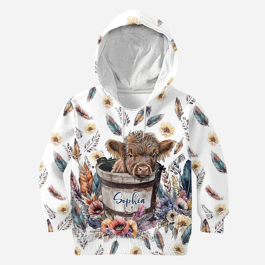 Baby Highland Cow In a Bucket - Personalized All Over Shirt