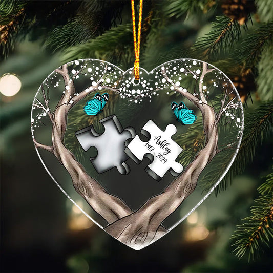 A Piece Of My Heart Lives In Heaven - Personalized Memorial Custom Shaped Ornament