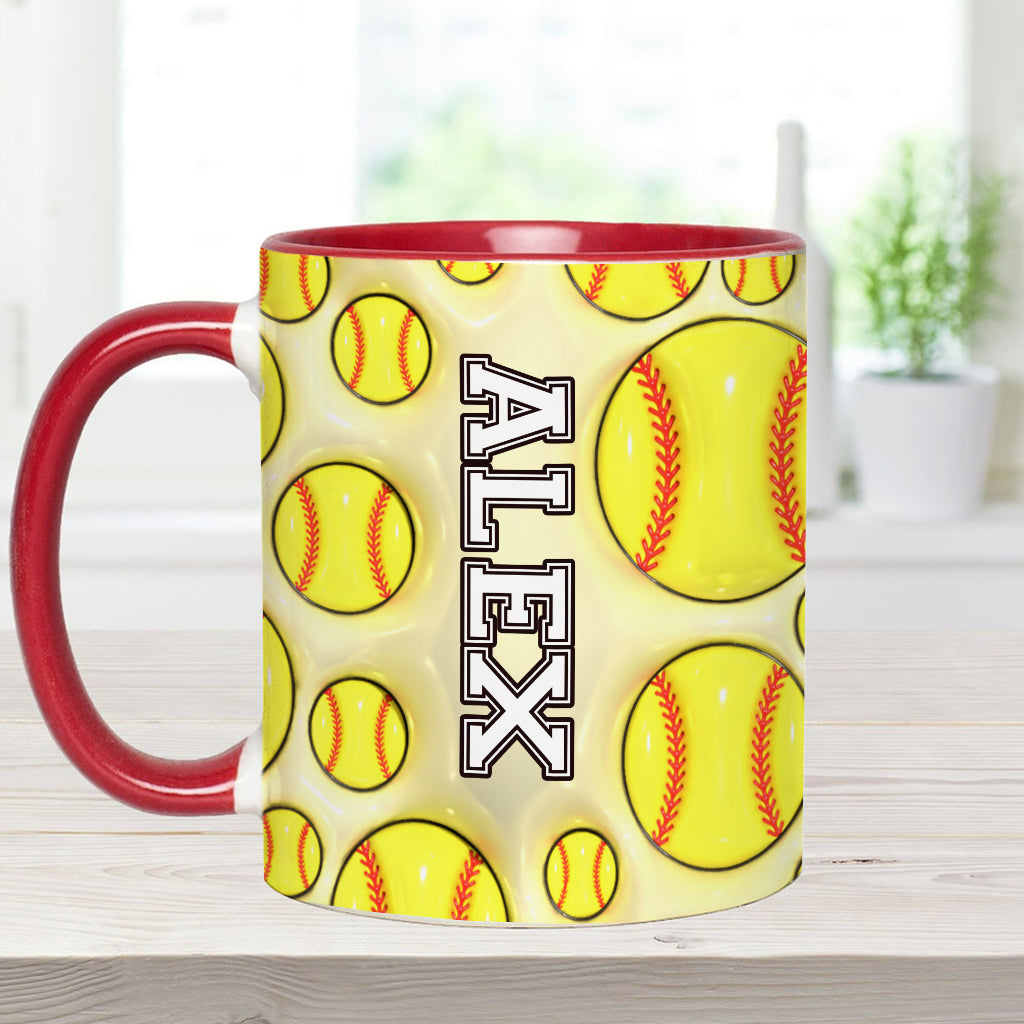 Softball Lovers - Personalized Softball Accent Mug