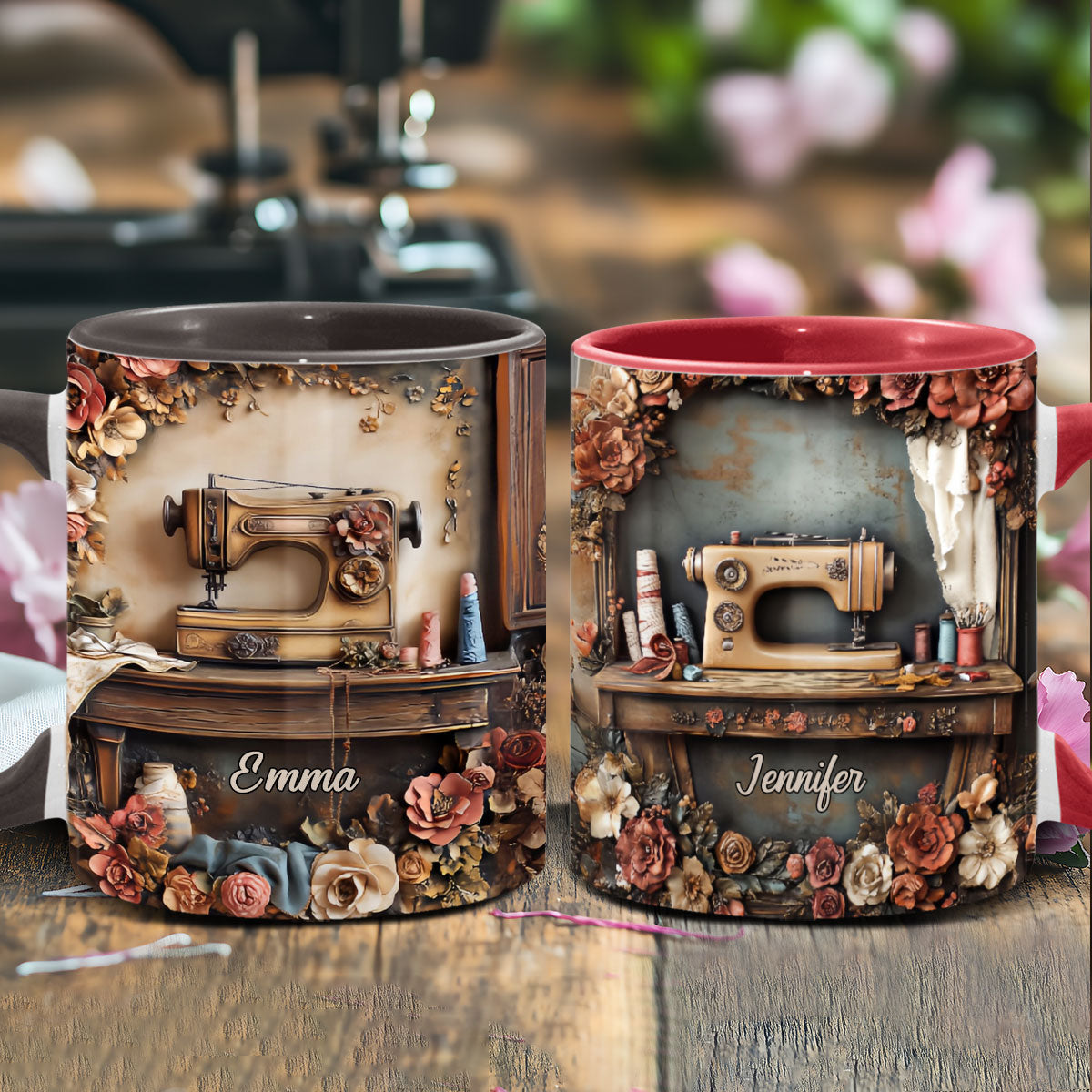 Beautiful Sewing Machine - Personalized Sewing Accent Mug