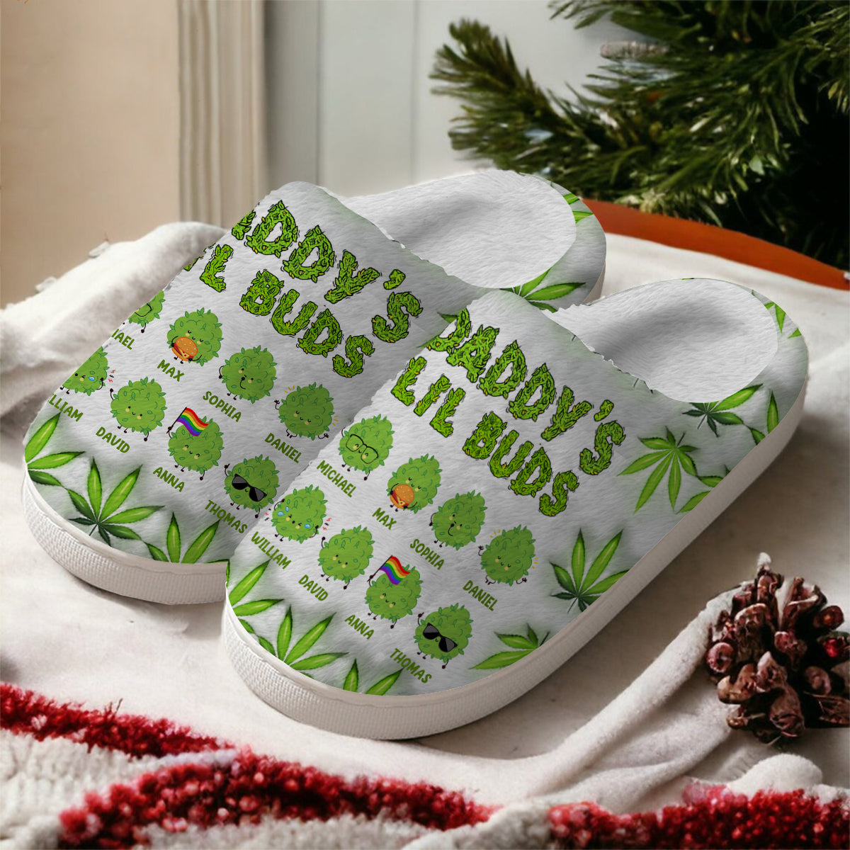 Daddy's Lil Buds Any Title - Personalized Weed Slippers