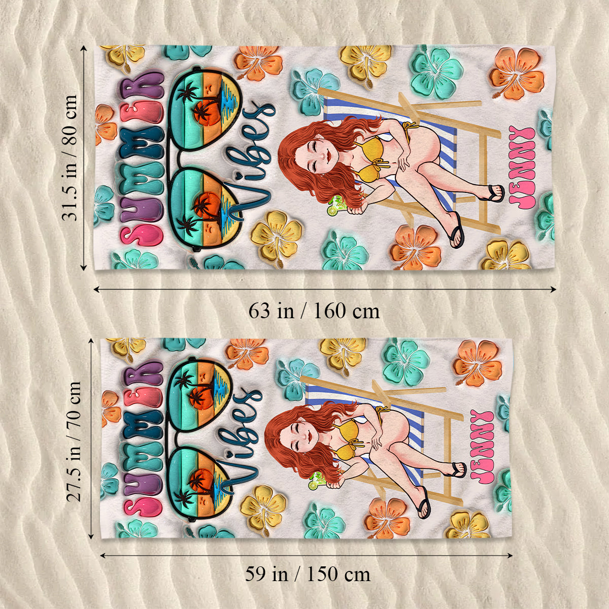 Summer Vibes - Personalized Sea Lover Beach Towel