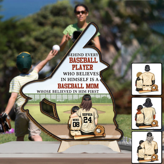 Baseball Mom/ Dad - Personalized Baseball 2 Layered Wood Sign / Wood Plaque
