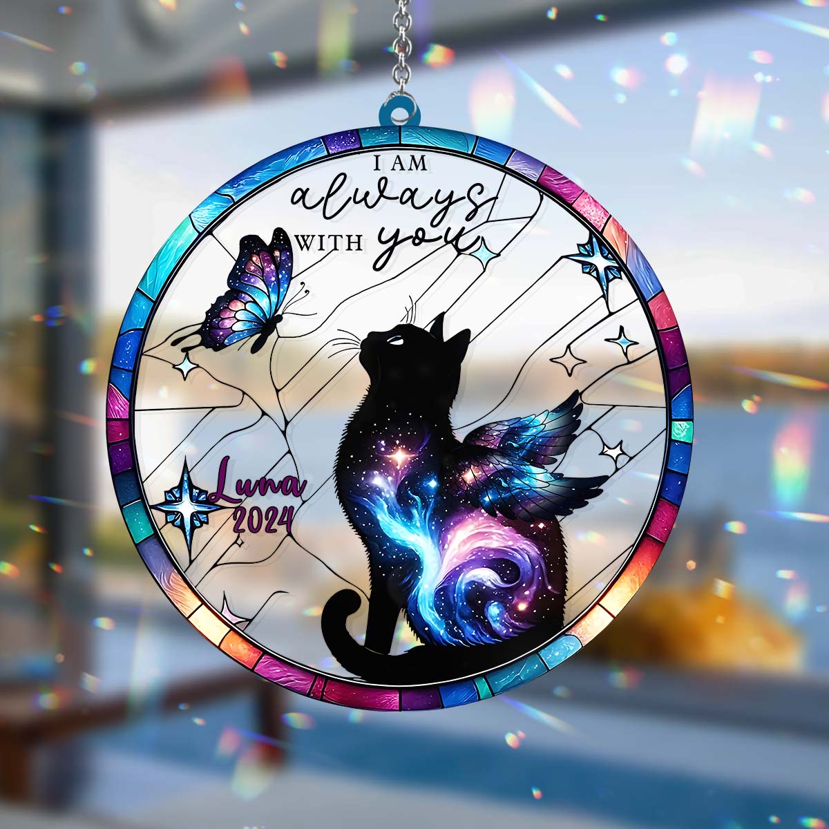 I Am Always With You - Personalized Cat Window Hanging Suncatcher Ornament