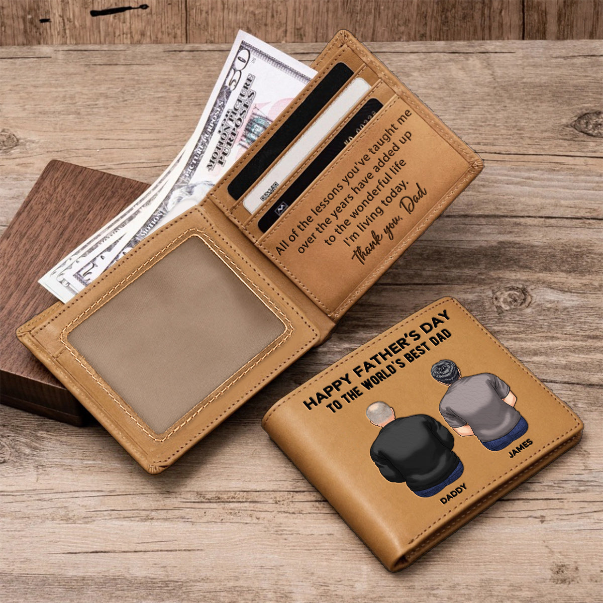 All Of The Lessons You've Taught Me Dad - Personalized Father Leather Wallet