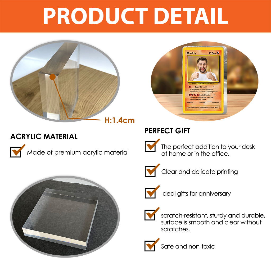 Poke Dad Best Dad Ever - Personalized Monster Trainer Custom Shaped Acrylic Plaque