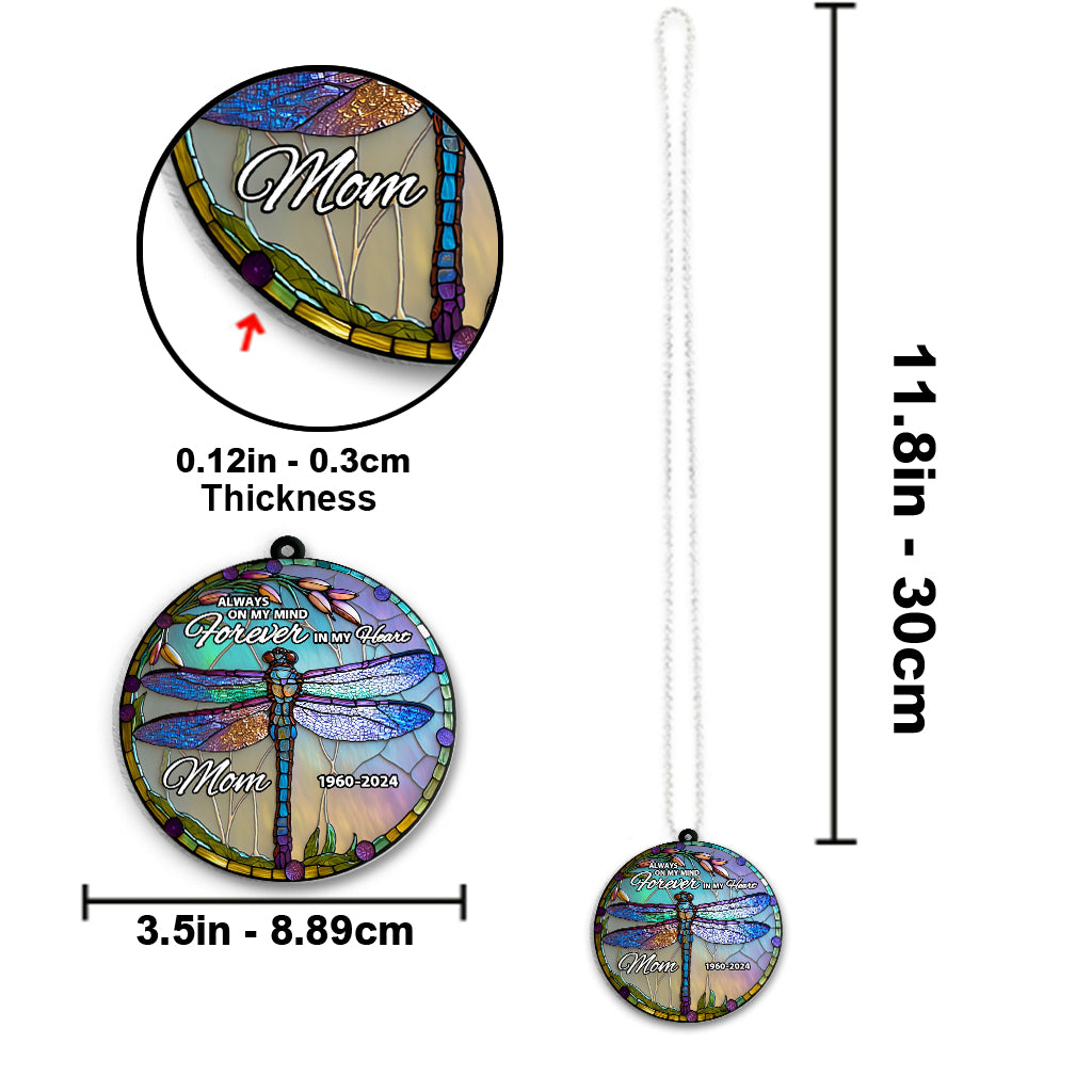 Always On My Mind Forever In My Heart - Personalized Memorial Transparent Car Ornament