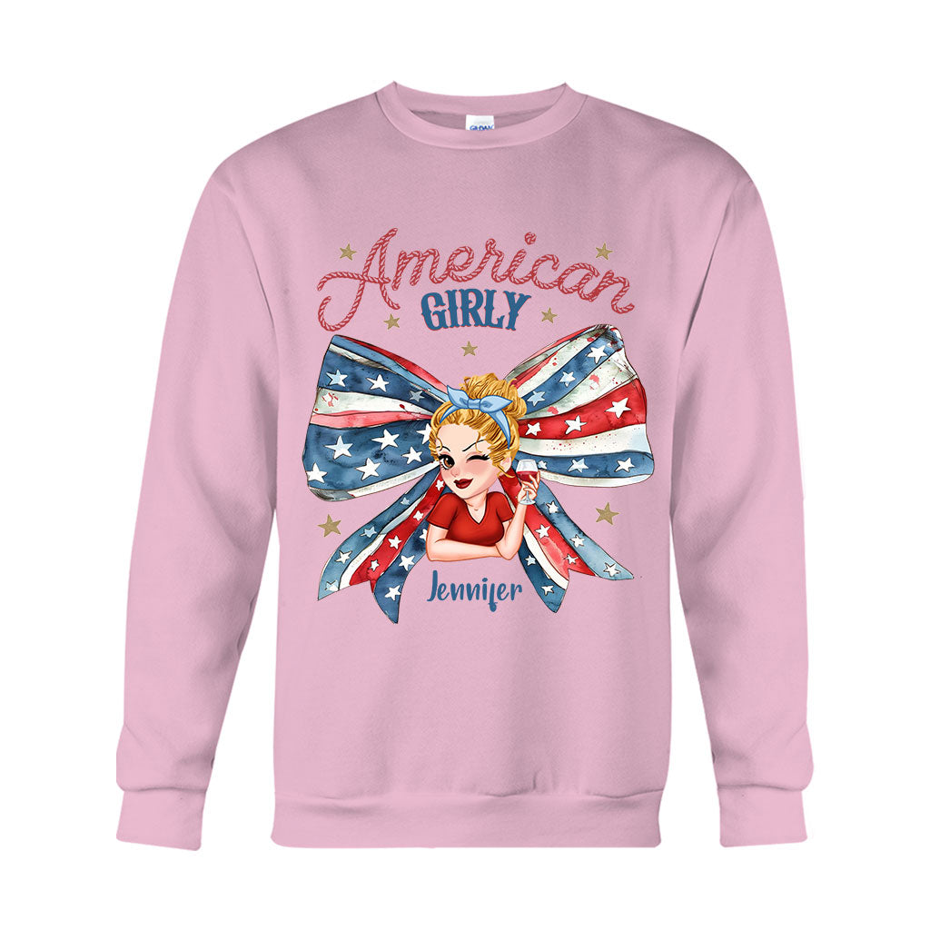 Coquette American Girl - Personalized Independence Day/ 4th of July T-shirt And Hoodie
