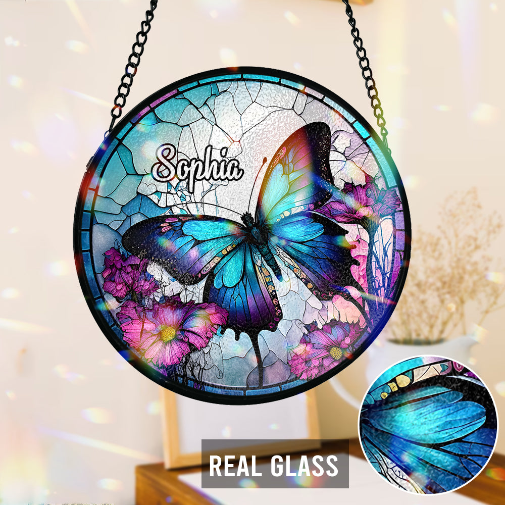 Beautiful Butterfly - Personalized Butterfly Stained Glass Suncatcher