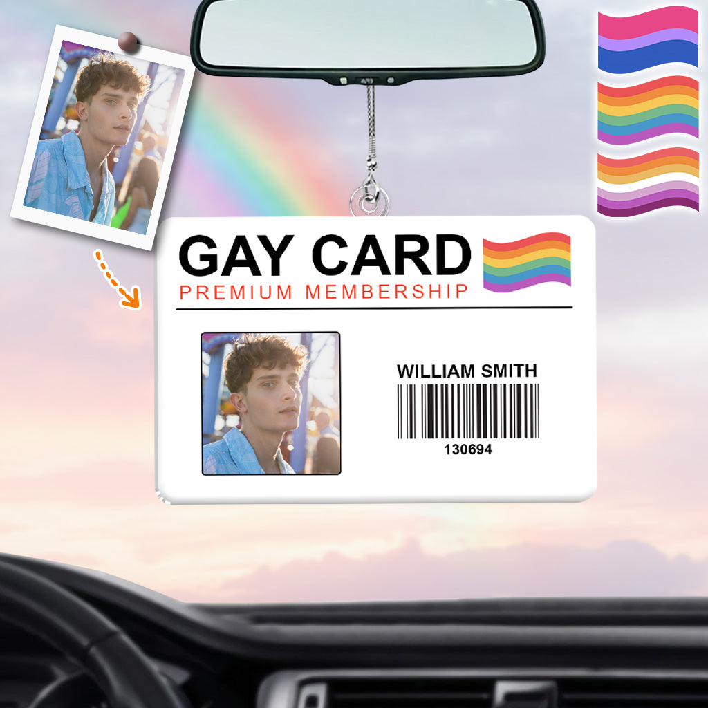 Premium Lifetime Membership Gay Card - Personalized LGBT Support Car Ornament