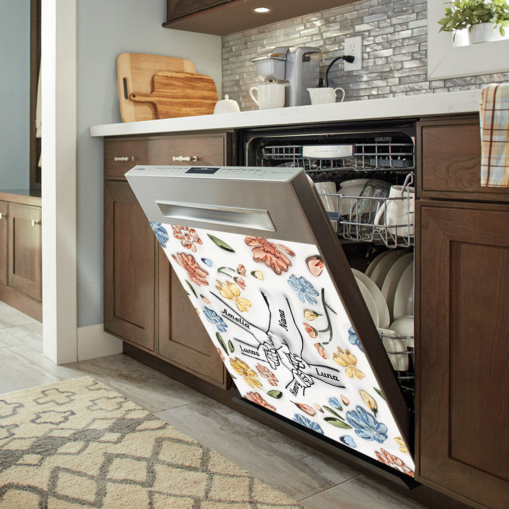 Floral Inflated Hands Holding - Personalized Grandma Dishwasher Cover