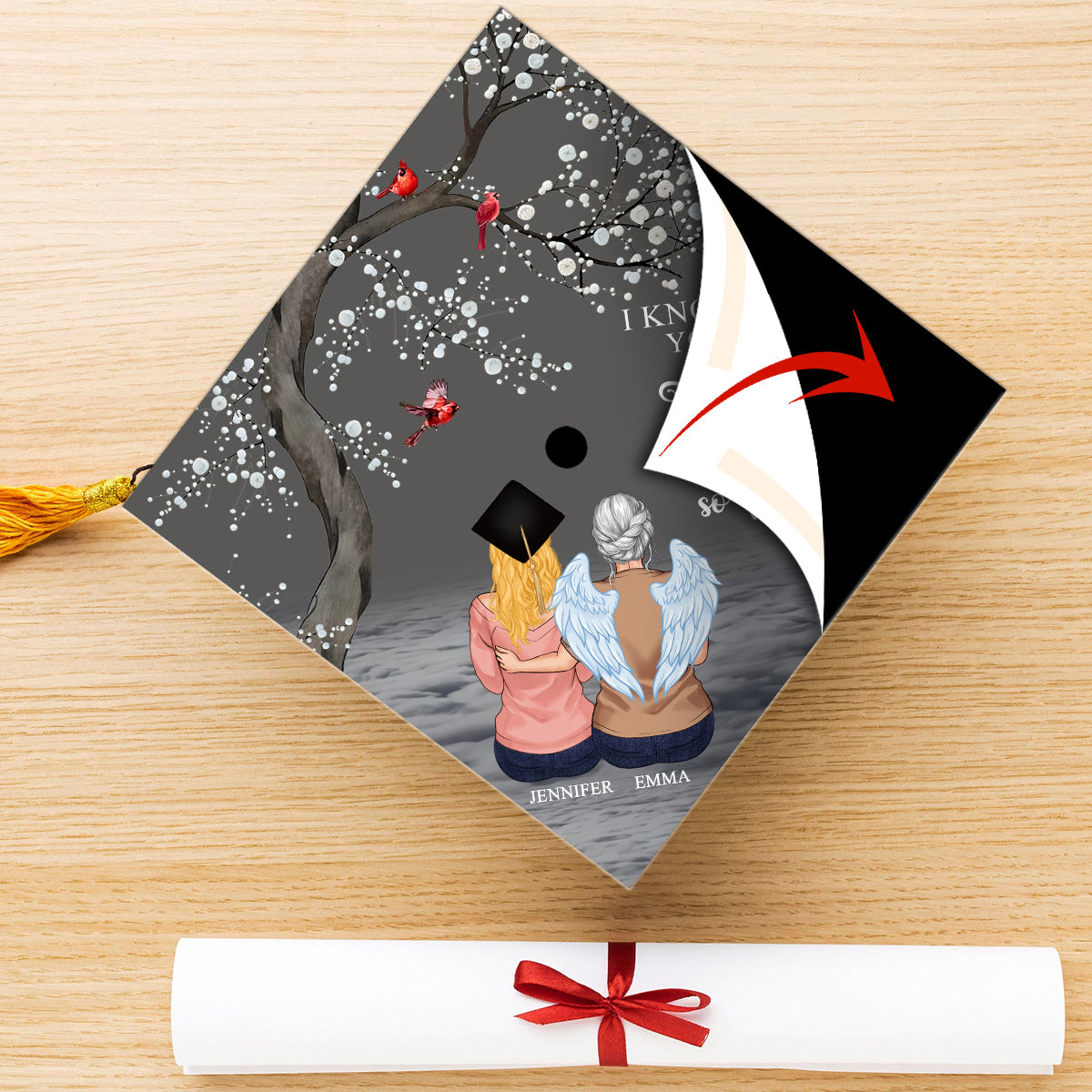 I Know You'd Be With Me - Personalized Graduation Cap Topper