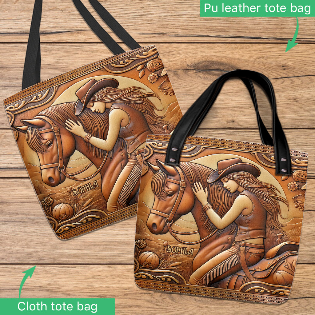 A Girl And Her Horse - Personalized Horse Tote Bag