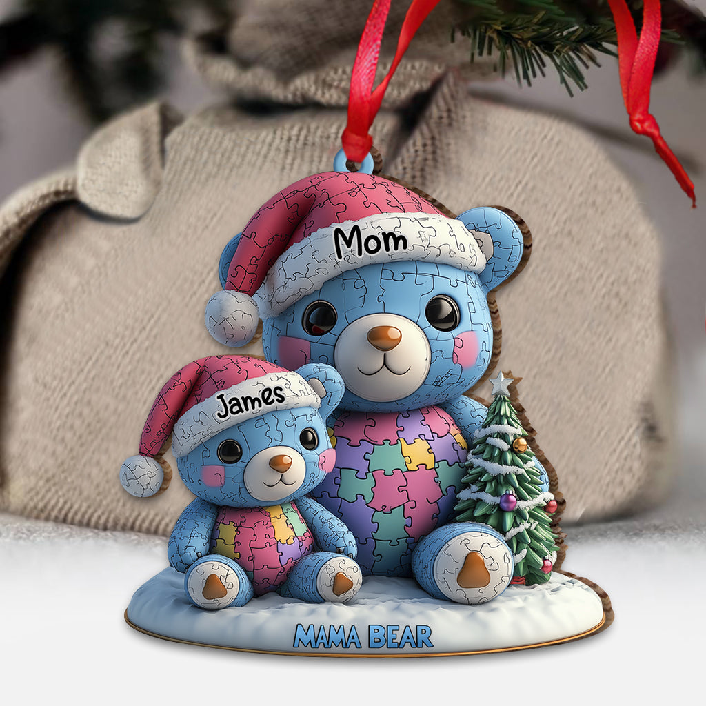 Mama Bear Christmas - Personalized Autism Awareness Ornament
