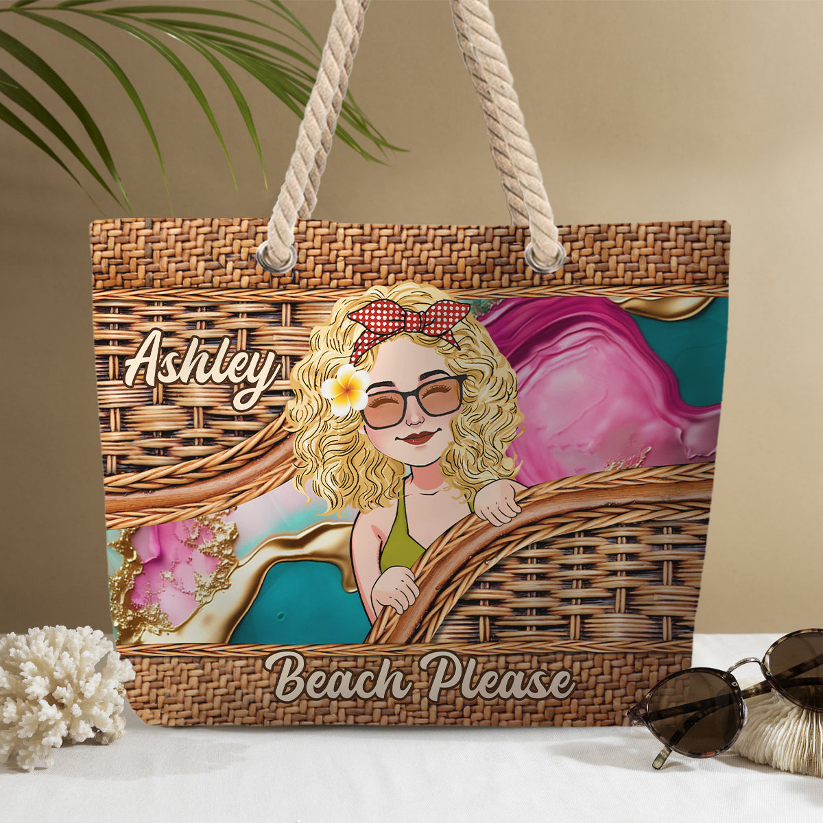 Beach Please - Personalized Sea Lover Beach Bag