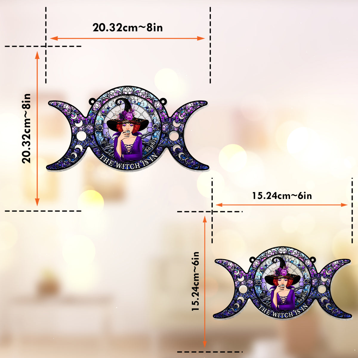 The Witch Is In - Personalized Witch Window Hanging Suncatcher Ornament
