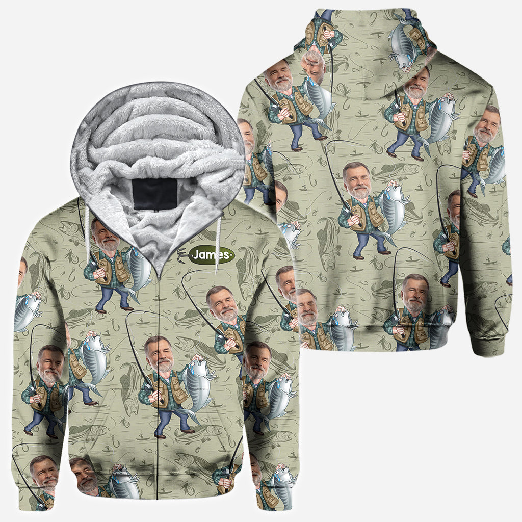 Funny Caricature Face - Personalized Fishing All Over Shirt