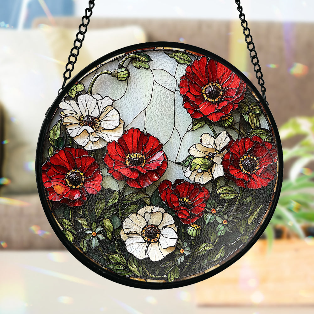 Lest We Forget - Personalized Veteran Stained Glass Suncatcher