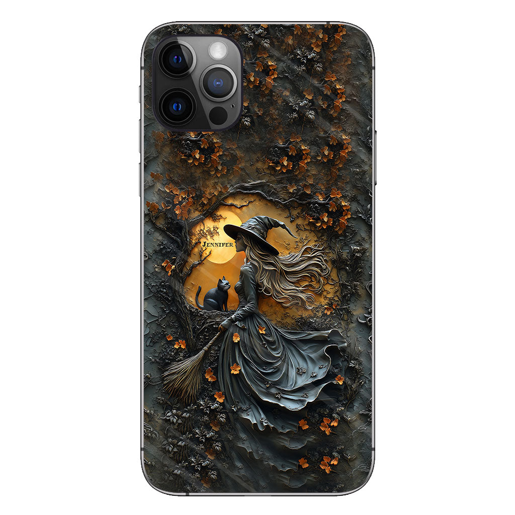 Beautiful Witch & Her Black Cat - Personalized Witch Phone Case