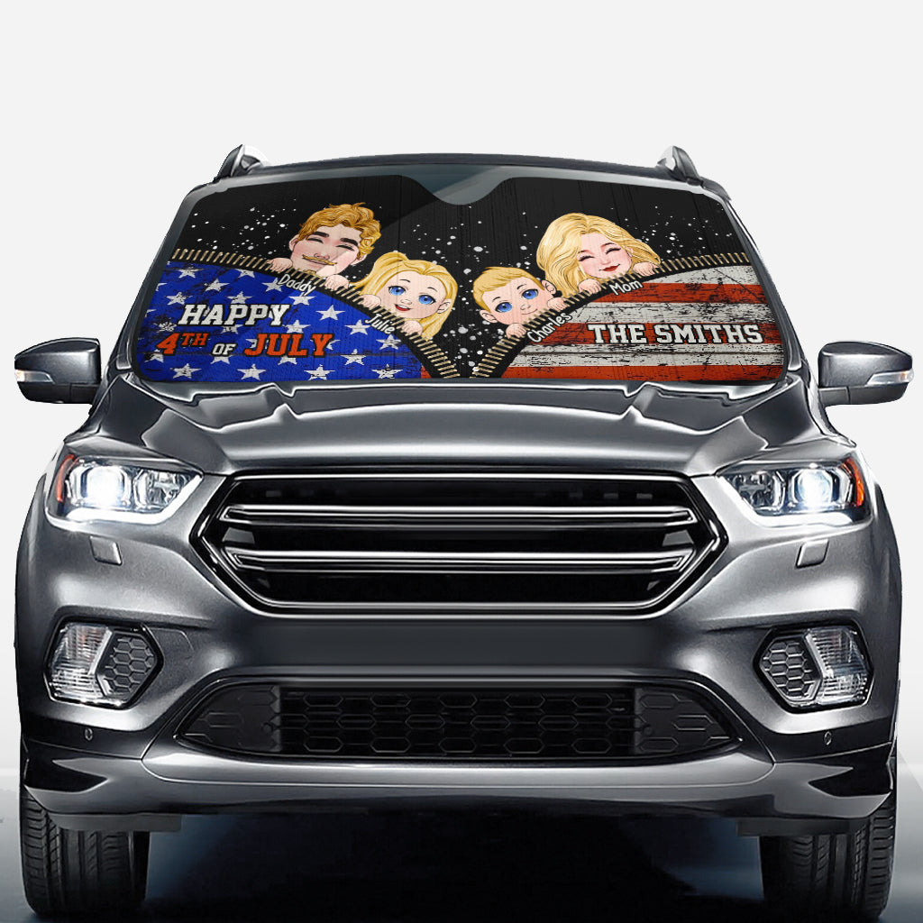 Funny Family Independence Day - Personalized Family Car Sunshade