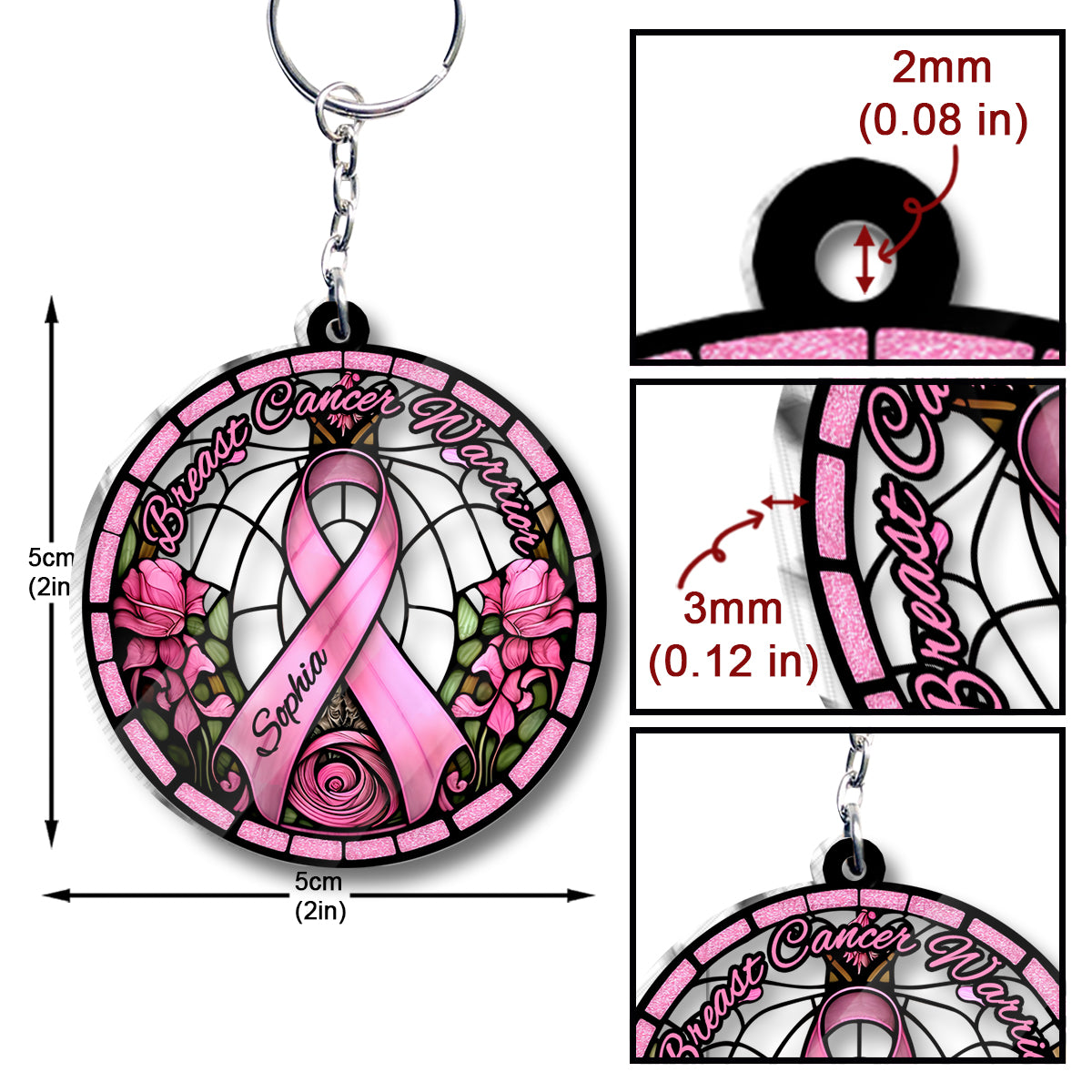 Breast Cancer Warrior - Personalized Breast Cancer Awareness Custom Shaped Keychain