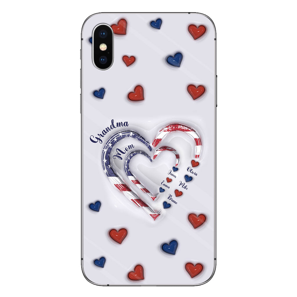 4th Of July Grandma's Hearts - Personalized Grandma Phone Case