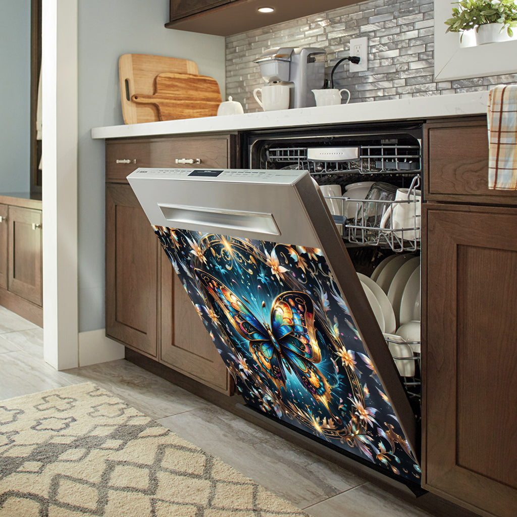 Stunning Gold Butterfly - Butterfly Dishwasher Cover
