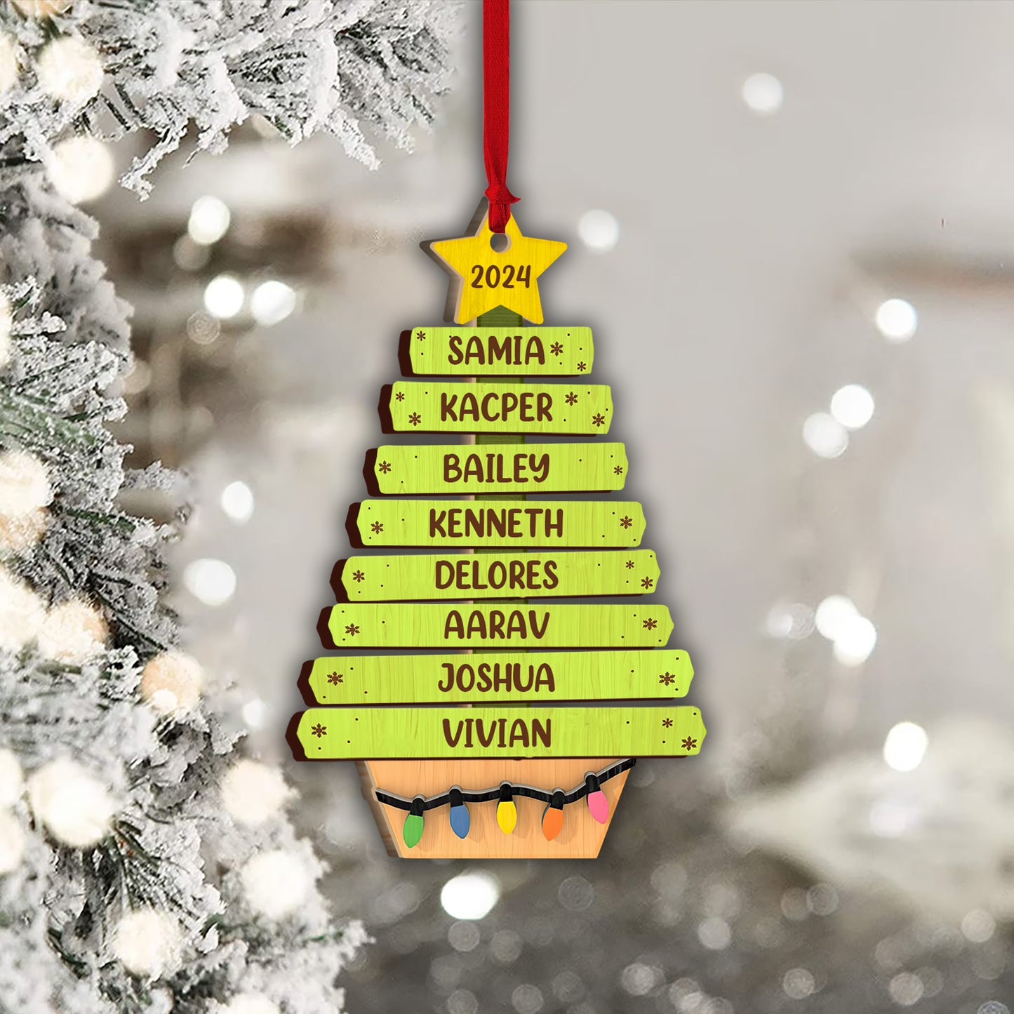 Family Tree Ornament - Personalized Family 2 Layered Piece Ornament