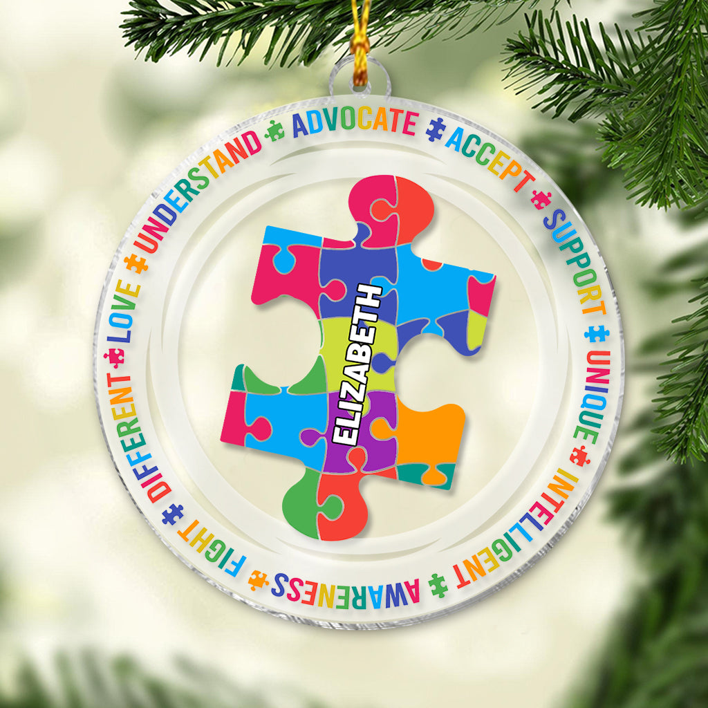 Love Understand - Personalized Autism Awareness Transparent Ornament