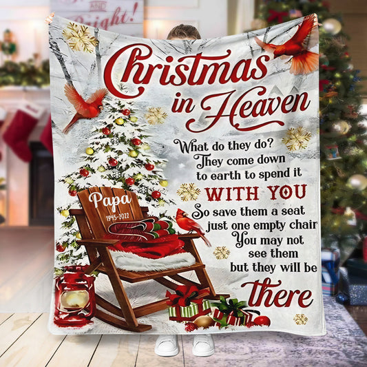 Christmas In Heaven - Personalized Memorial Blanket