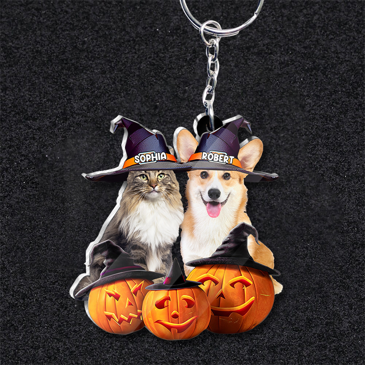 Cute Halloween Pets - Personalized Dog Custom Shaped Keychain