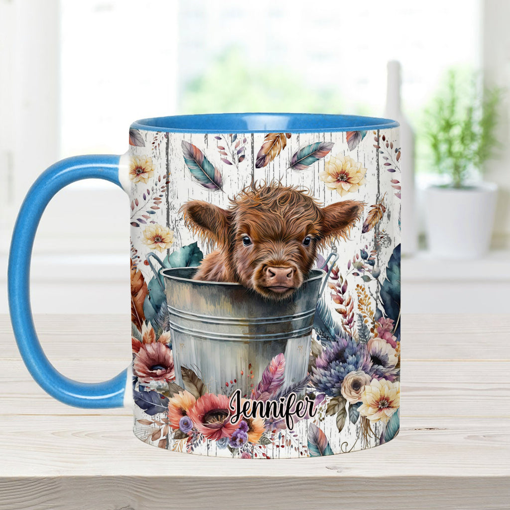 Baby Highland Cow Western Style - Personalized Accent Mug