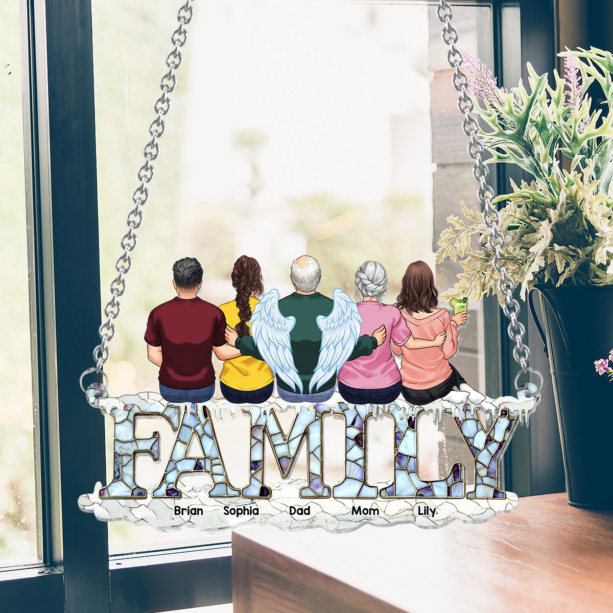 Family Christmas - Personalized Family Window Hanging Suncatcher Ornament
