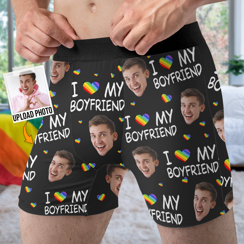 I Love My Boyfriend - Personalized LGBT Support Men’s Boxer Briefs