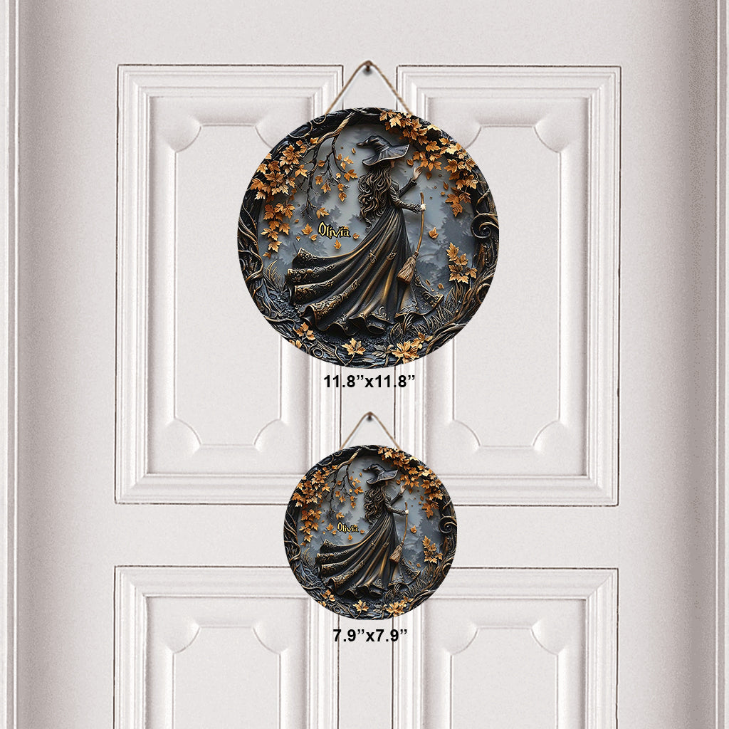 Beautiful Witch - Personalized Witch Round Wood Sign