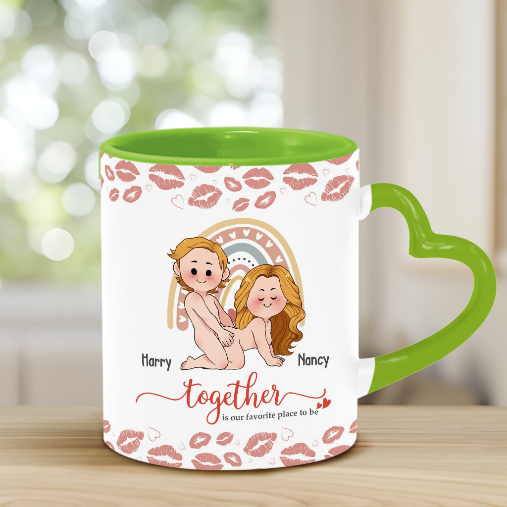 I Love You - Personalized Couple Heart Handle Mug