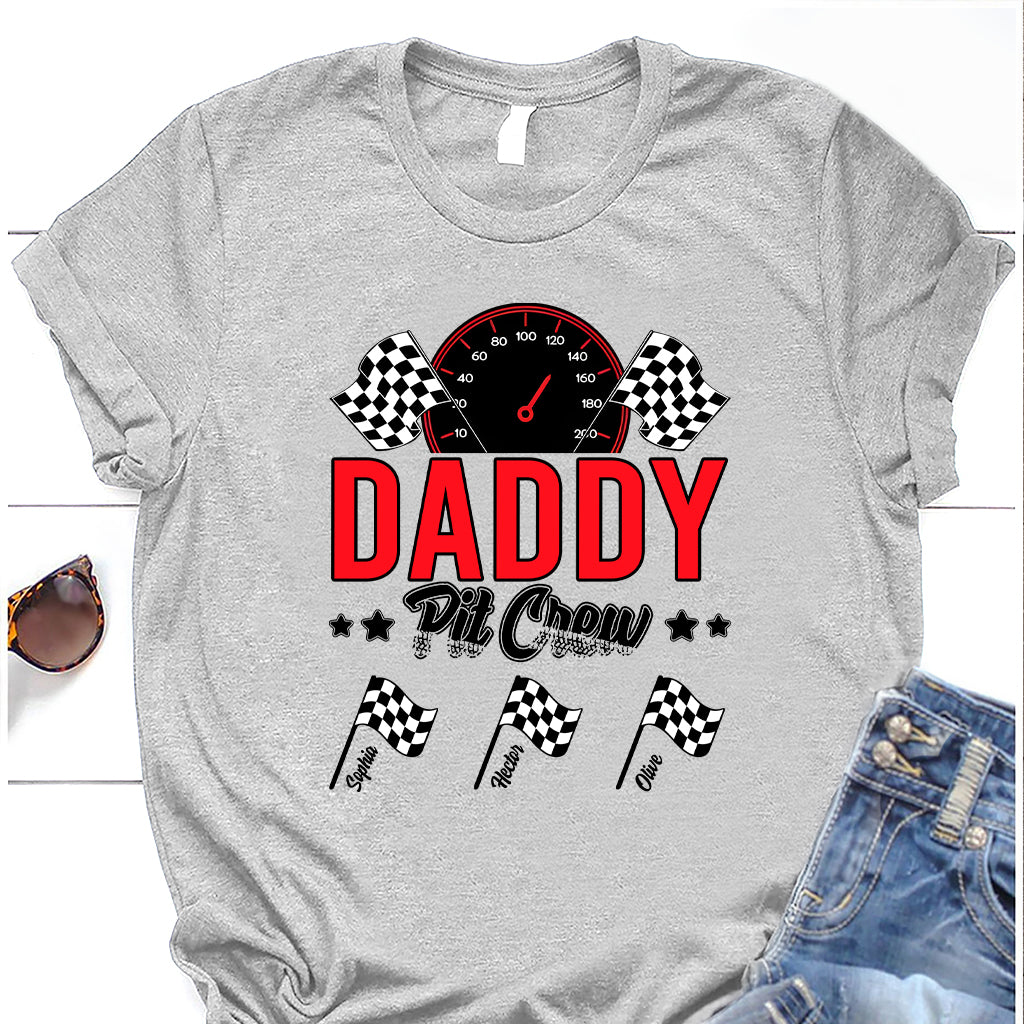 Daddy's Pit Crew Racing Flags - Personalized Racing T-shirt And Hoodie