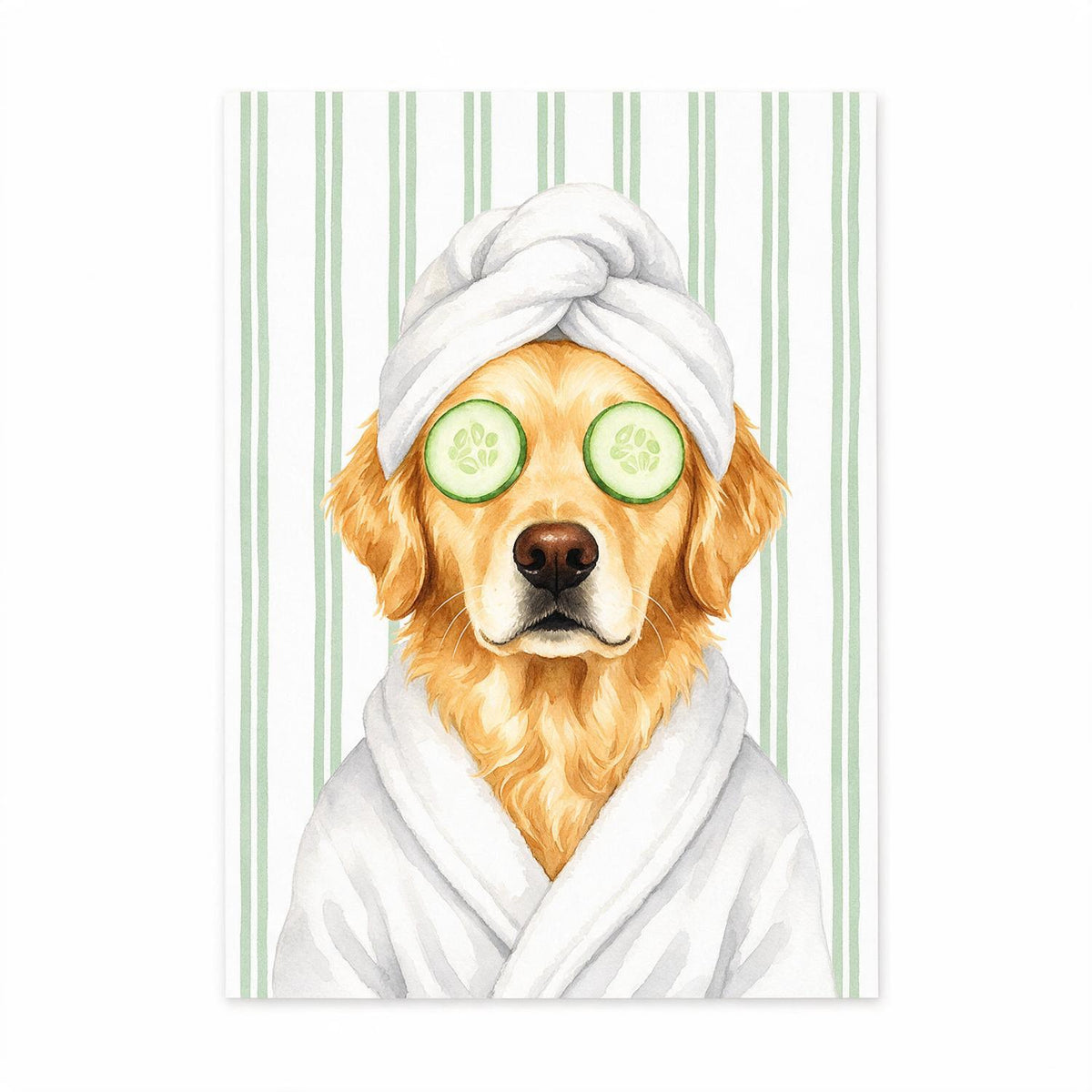 Custom Photo Golden Retriever Spa Bathroom Poster - Funny Pet Lover Bathroom Decor