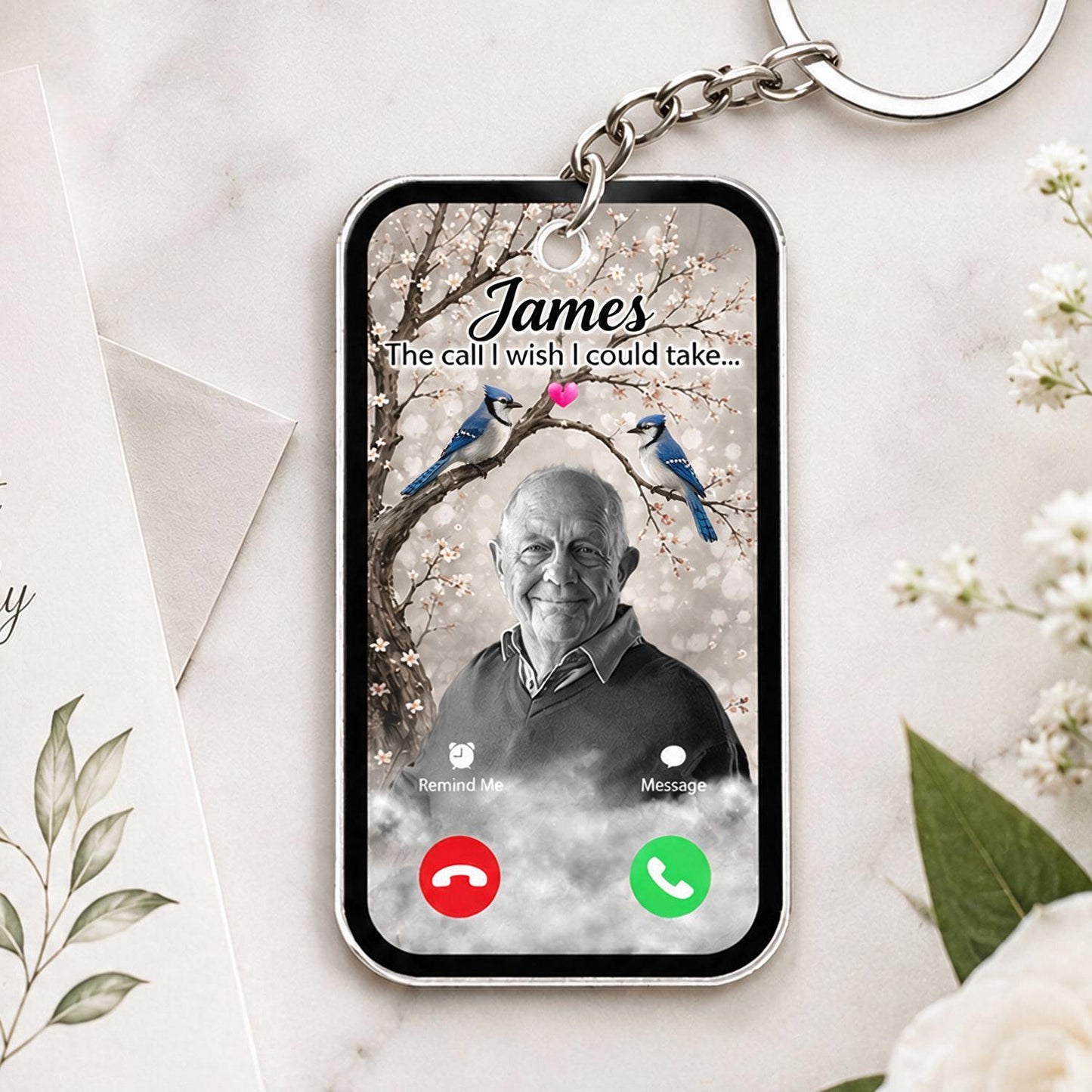 Blue Jay The Call I Wish I Could Take Personalized Acrylic Photo Keychain - Memorial Sympathy Remembrance Gift
