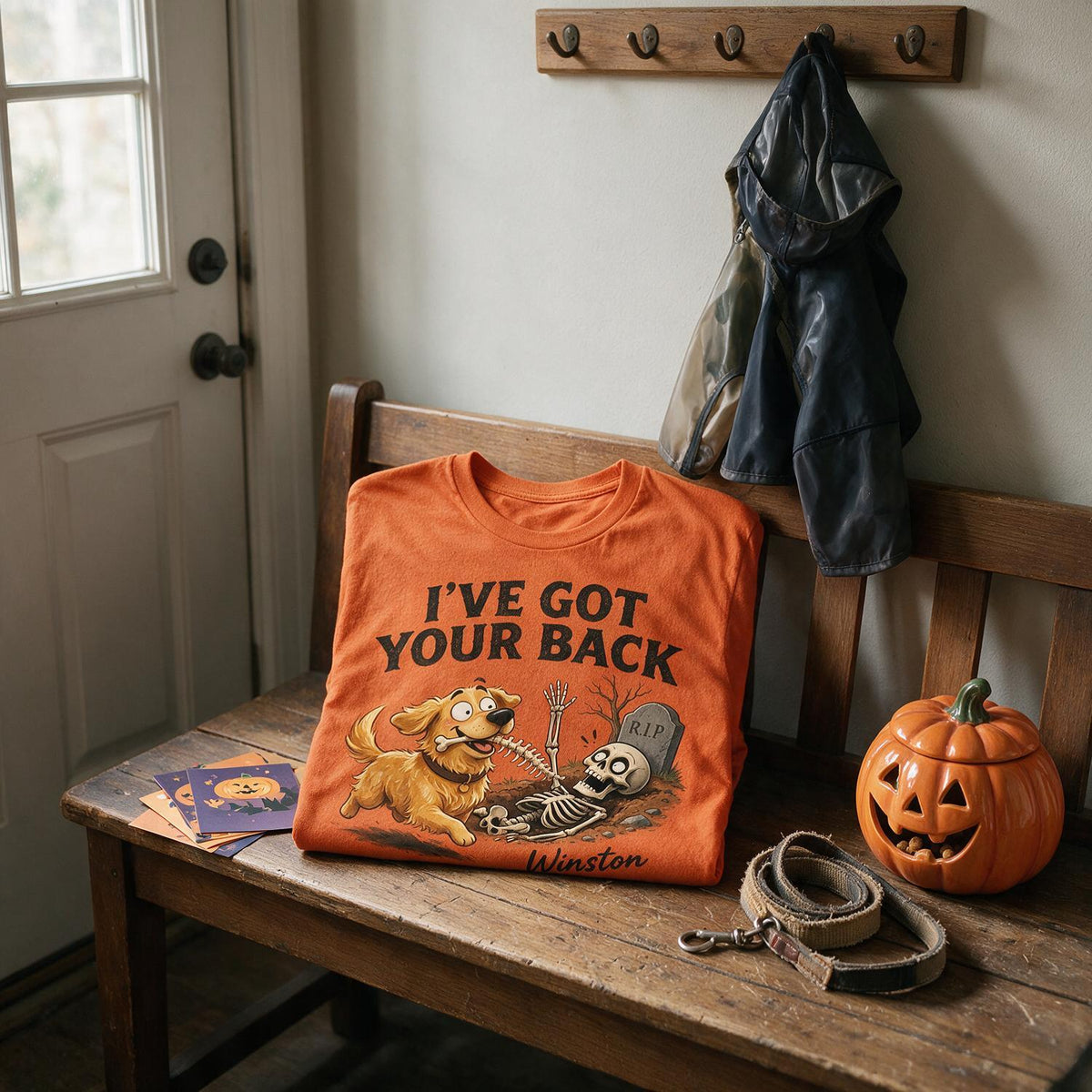 Personalized Halloween Golden Retriever Funny Dog T-Shirt, I've Got Your Back Skeleton Gift For Dog Lovers