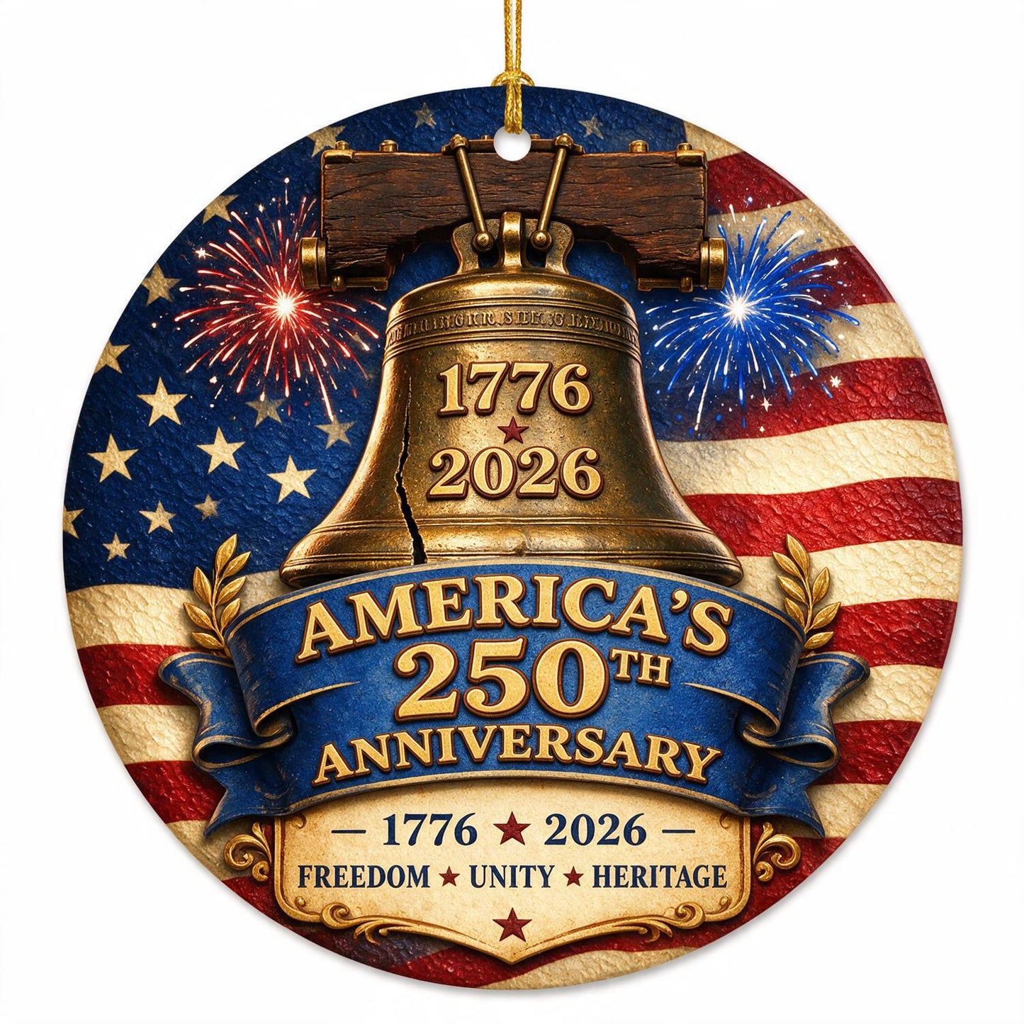 America 250th Anniversary 1776-2026 Liberty Bell Acrylic Ornament - Patriotic Christmas Tree Decor Gift