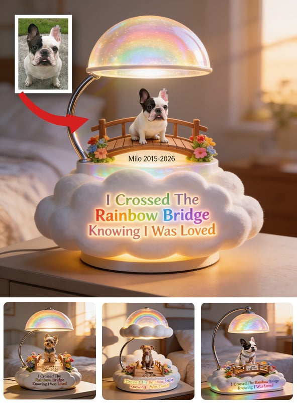 I Crossed The Rainbow Bridge - Personalized French Bulldog Acrylic LED Night Light